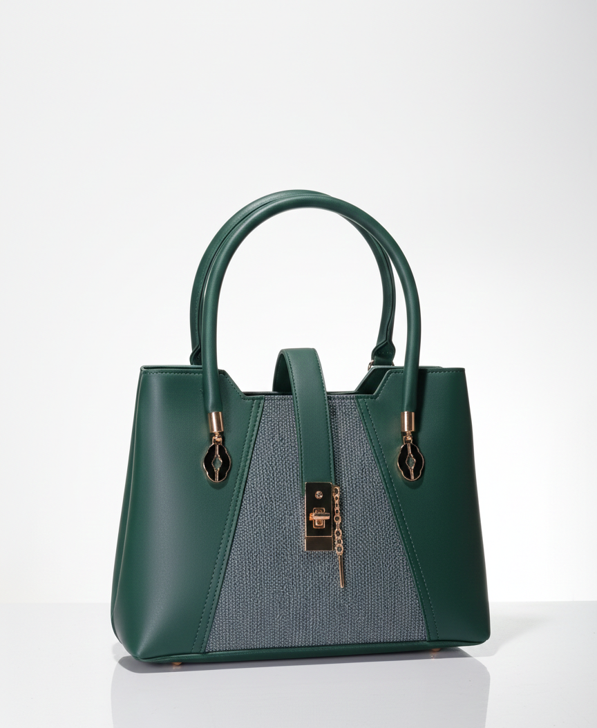 Dark Green Structured Tote Bag