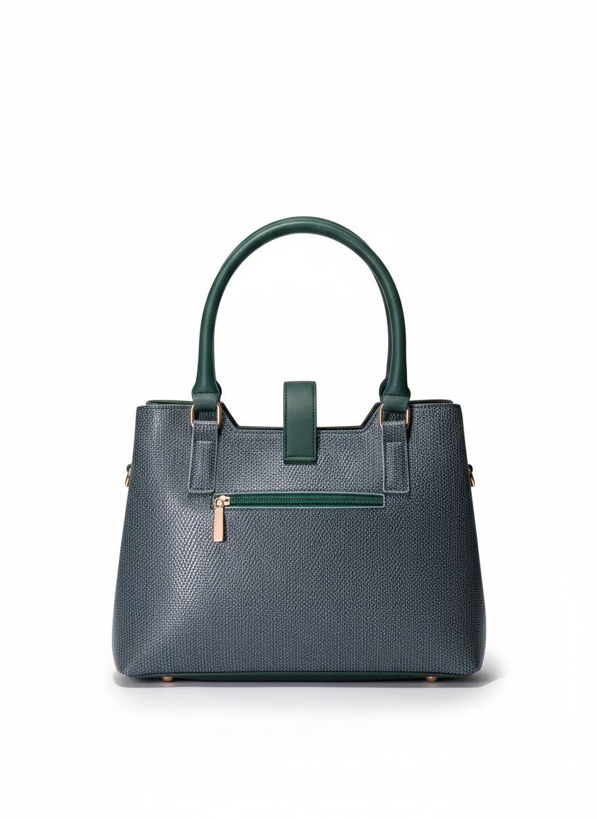 Dark Green Structured Tote Bag
